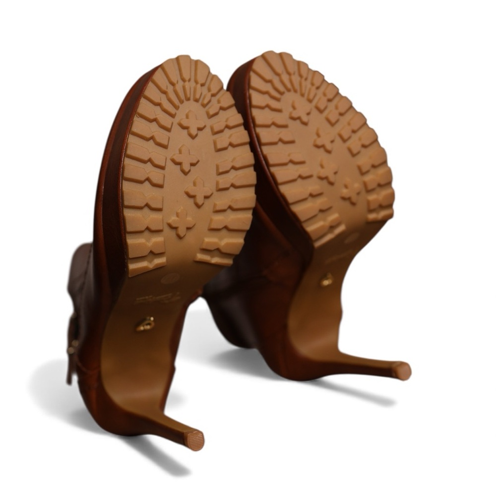 Thalia Sodi Cara Zipper Buckle Platform Heel in Cognac Women’s size 7M (US) - Picture 5 of 9